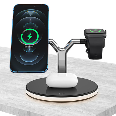 PC ABS 3 In 1 15W Magnetic Desktop Wireless Charger For Cell Phone
