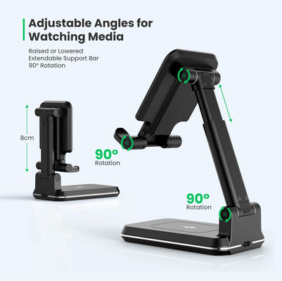 Portable Multifunctional 2 in 1 Wireless Charger Foldable Adjustable Angles Heights